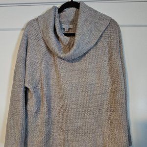 NWOT Barefoot Dreams Cozychic Lite Cowl Neck Waffle Knit Sweater, lt gray 1X